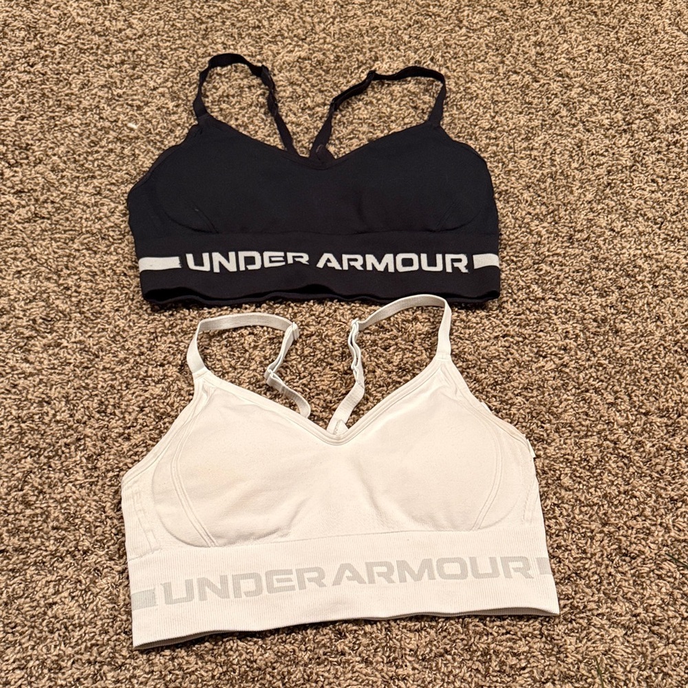 Under Armour Women's Seamless Sports Bras - Black & White Duo Sz. S
